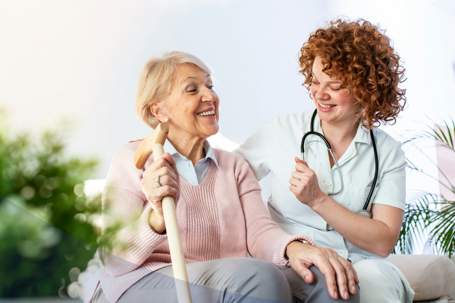 Physician with smiling elderly patient