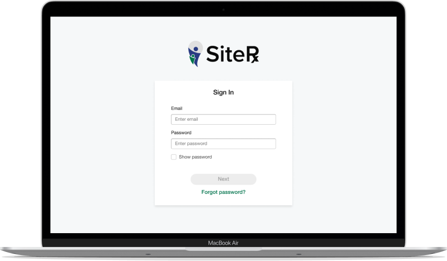 SiteRx Sign In Page